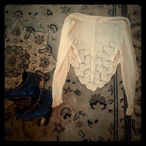 Lace Crochet Cream Cardigan, small